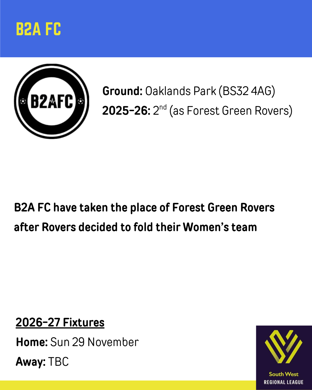 2026-27 South West Regional Women’s Football League Premier Division 