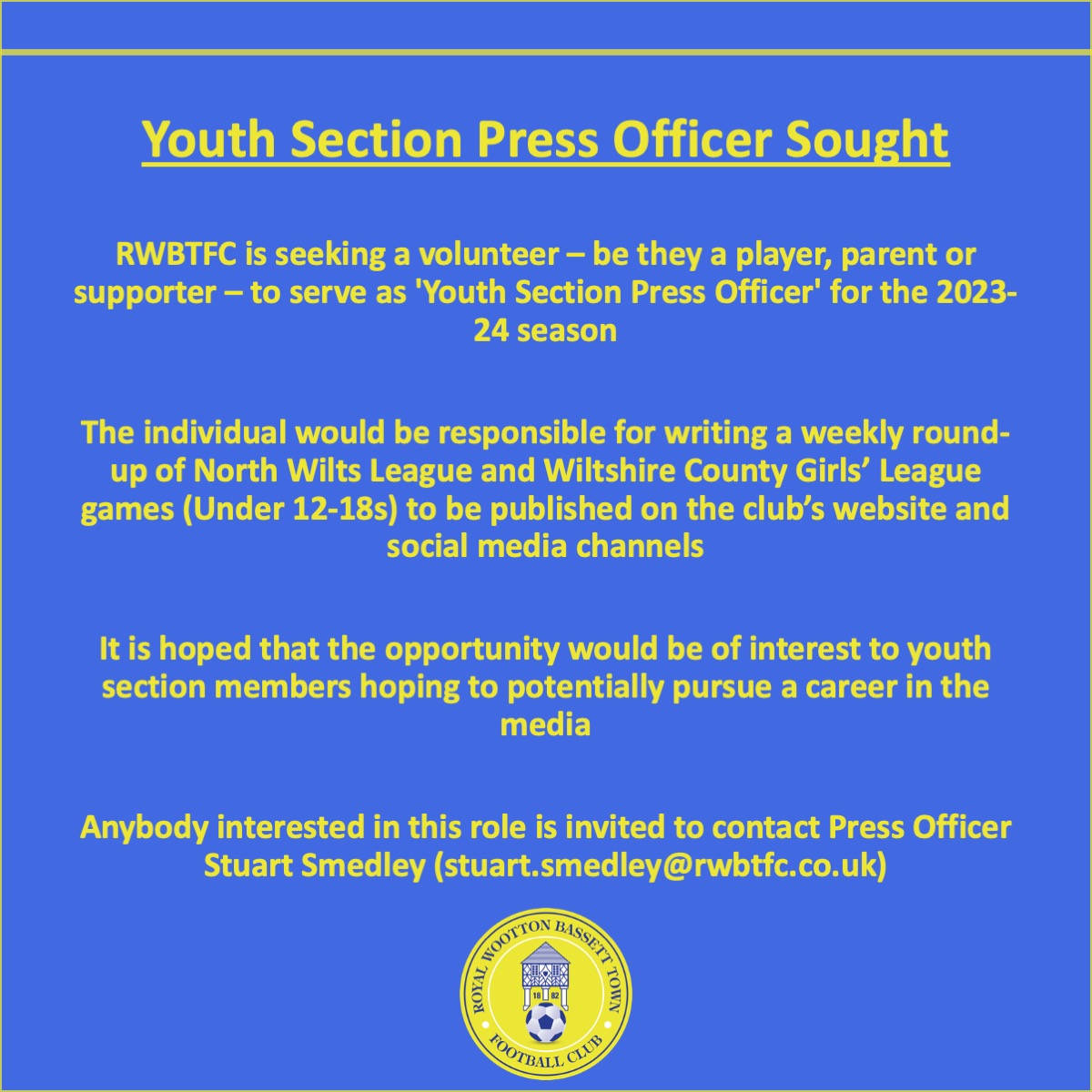Youth Section Press Officer sought 
