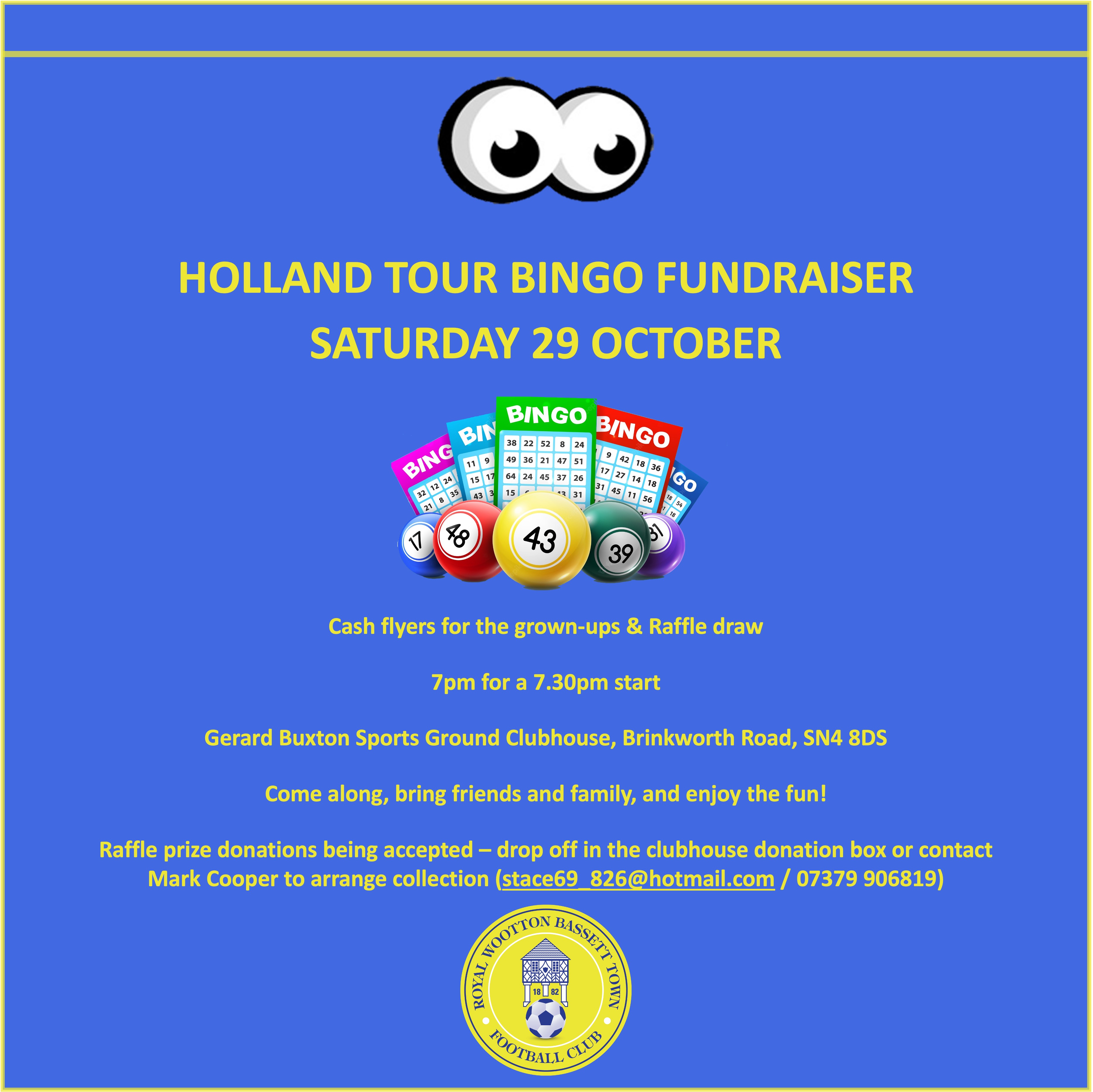 Holland Tour Bingo Fundraiser - Saturday 29 October 