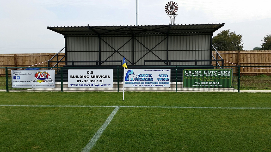 First advertising boards at New Gerard Buxton Sports Ground